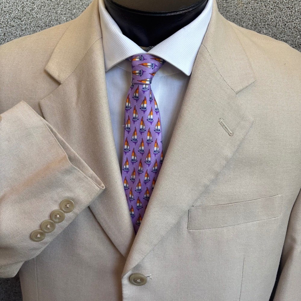 Ralph‎ Ralph Lauren Blazer 40S Beige 3-Button Twill Old Money Preppy Summer